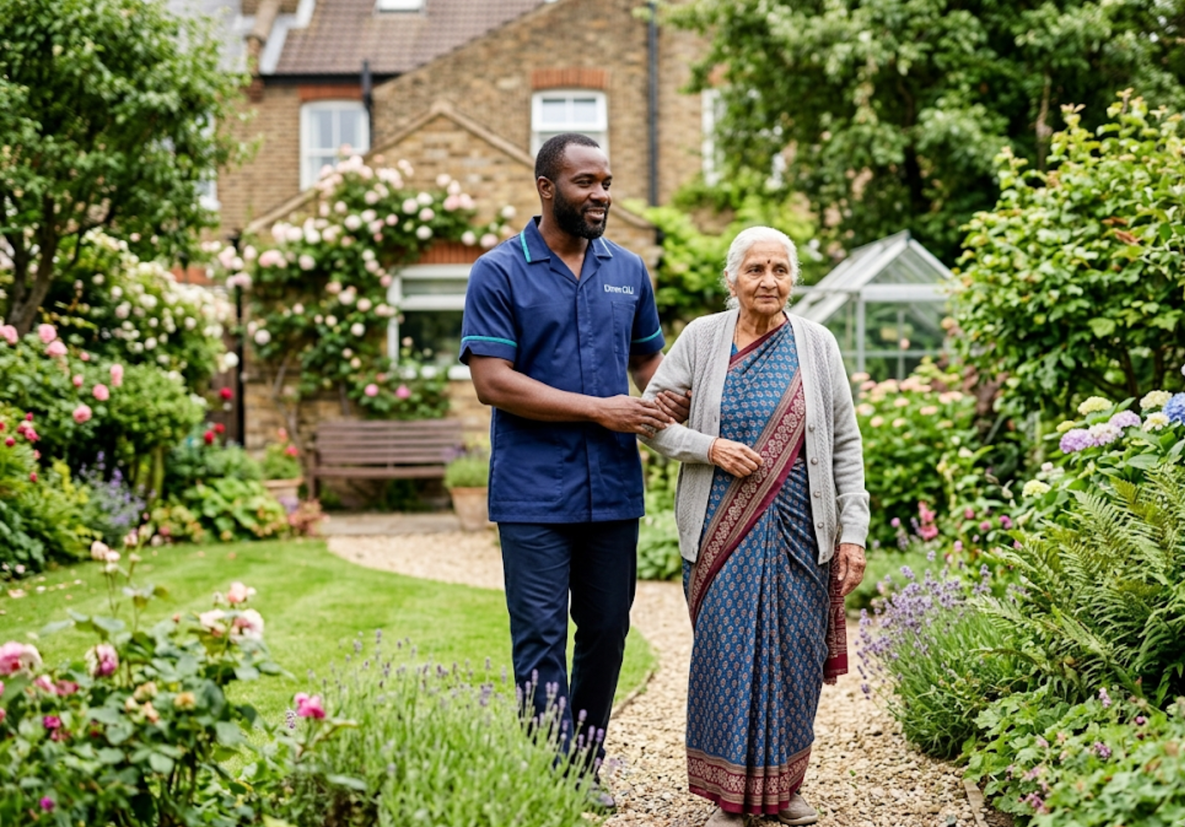 Direct2U dementia carer supporting an elderly client at home in North London